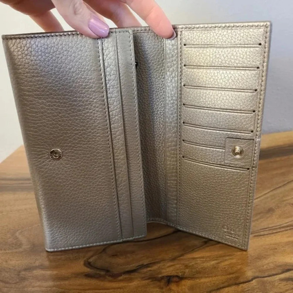 Gucci Continental Bronze Metallic Long Leather Wallet - Picture 7 of 16